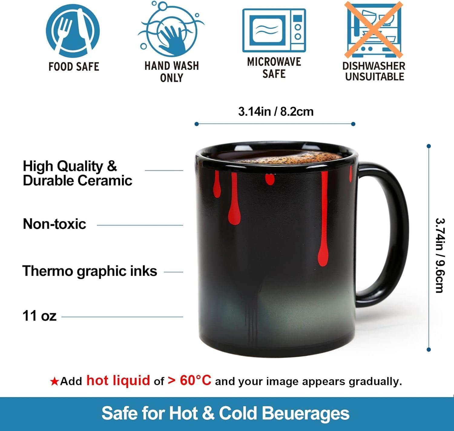 MUGKISS Solar System Coffee Mugs 11oz Color Changing Cups