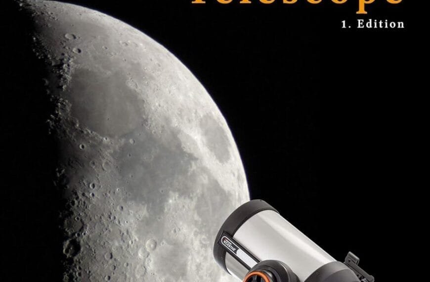 Book cover titled "Astronomy with a Celestron Telescope" by Alexander Kerste, featuring an image of a telescope on a tripod and a detailed view of the Moon's surface.