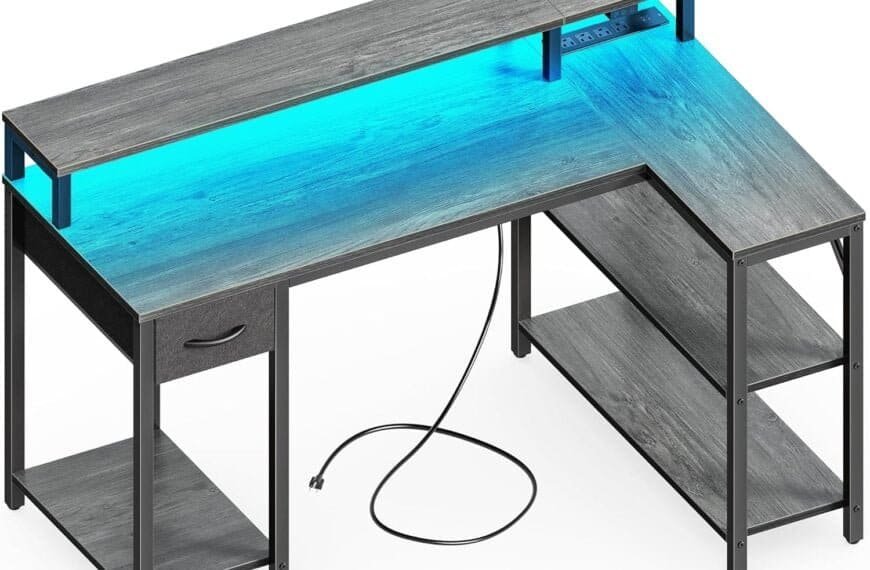 SUPERJARE 47 inch Reversible L Shaped Desk with&hellip;