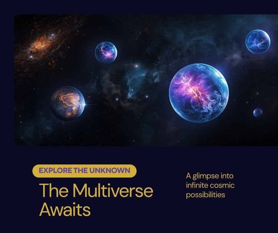 Plusieurs planètes colorées et lumineuses flottent dans l'espace avec le texte : 'Explorez l'inconnu. Le Multivers vous attend.'