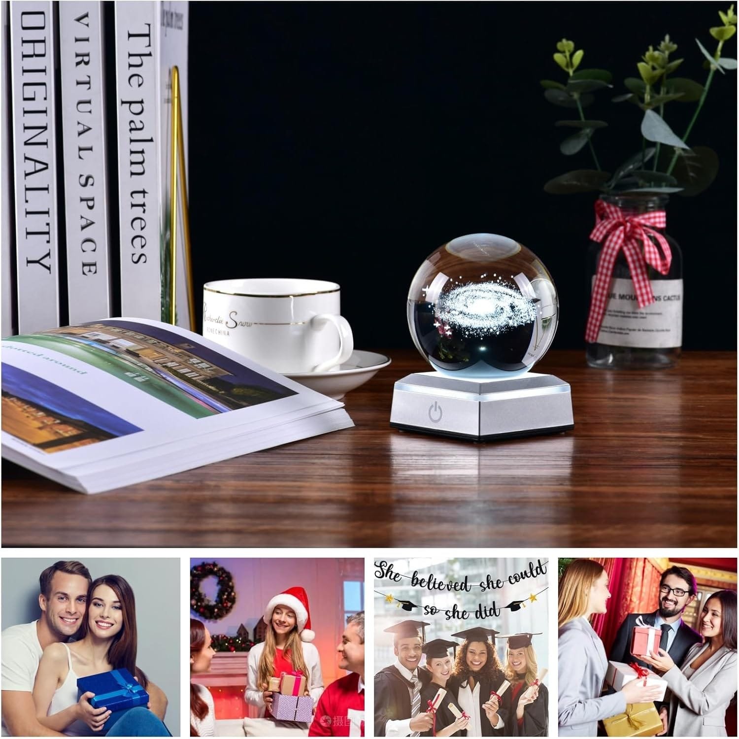 3D Model of Galaxy Crystal Ball with LED Lamp Stand