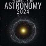 Cover of "Yearbook of Astronomy 2024," edited by Brian Jones, featuring an image of a spiral galaxy with a bright center.