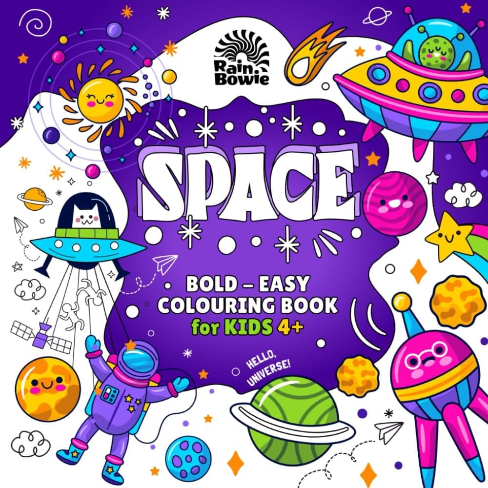 SPACE: Bold & Easy Colouring Book for Kids Ages 4+: Creative Adventures Paperback