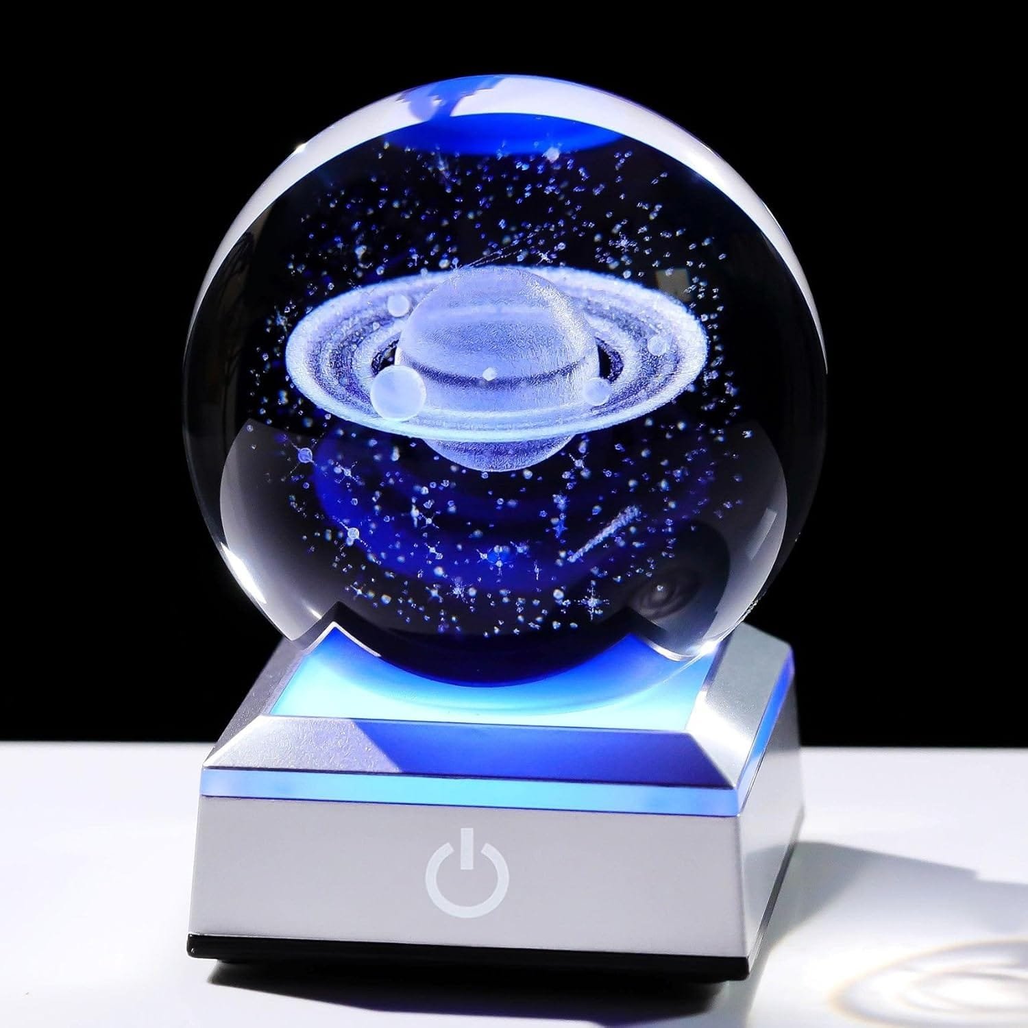 StellarVisions Crystal Ball 3D Galaxy Saturn with LED Colorful Base