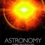 Cover of a book titled "Astronomy: A Beginner's Guide to the Sky at Night" featuring a bright, abstract depiction of a starburst.
