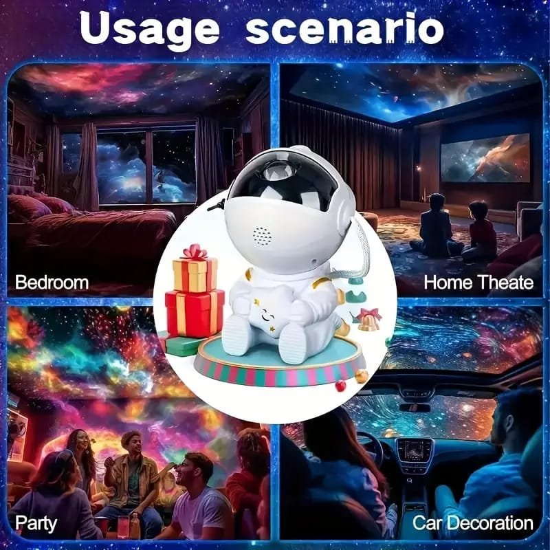 The Your World with the Astronaut Galaxy Projector brings a cosmic vibe to any location, be it your bedroom, home theater, party, or even as a car decoration. Enjoy vibrant galaxy patterns that turn every area into a captivating celestial display.