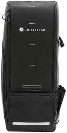 Black rectangular Unistellar bag with zippered compartments and a carrying strap.
