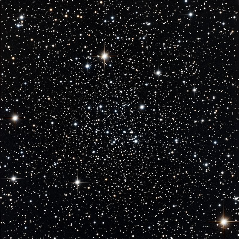 A dense starfield with numerous bright stars scattered across a dark sky.