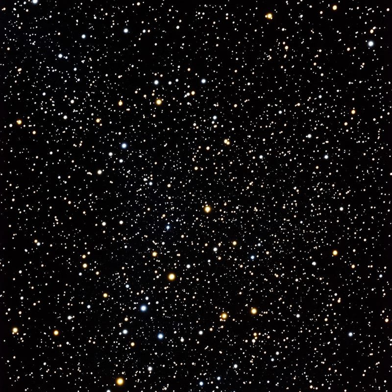 A vast star-filled night sky with countless white, yellow, and blue stars scattered against a black background.