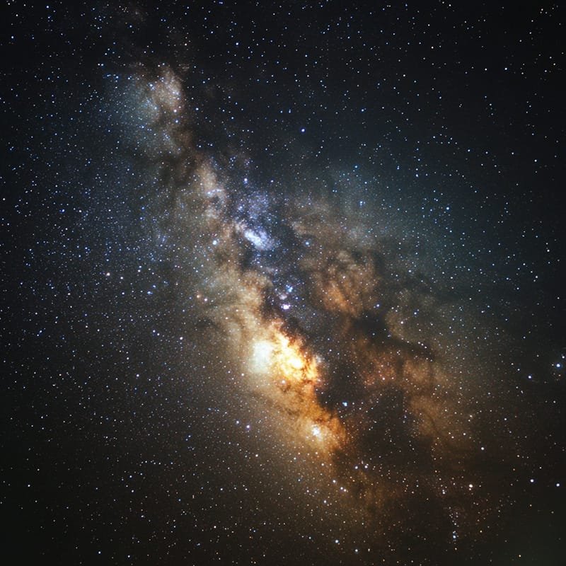 Photograph of the Milky Way galaxy reveals a mesmerizing dense band of stars and cosmic dust gracefully spread across the dark night sky.