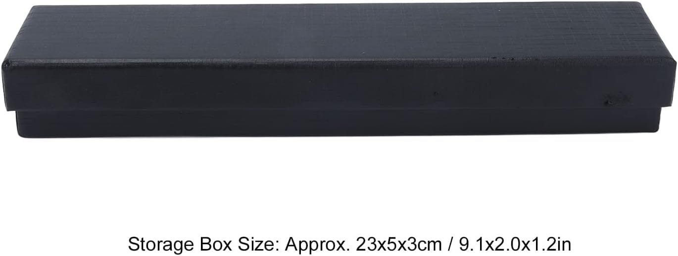 A long, rectangular black storage box with dimensions listed below as approximately 23x5x3 cm or 9.1x2.0x1.2 inches.