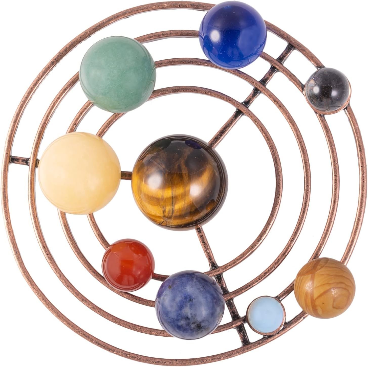 SUNYIK 9 Planets Solar System Crystal Sphere Kit with Metal Orbit