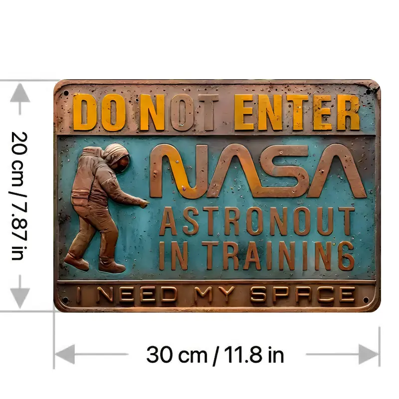 The Universe Episodes 3D Embossed Metal Sign Astronaut Training | Space Theme Decor