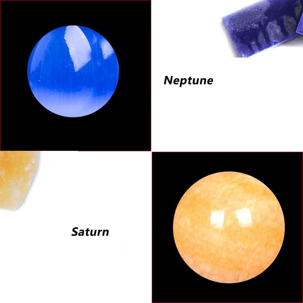 Illustration showing two spheres labeled "Neptune" (blue) and "Saturn" (orange) with partial views of other objects.