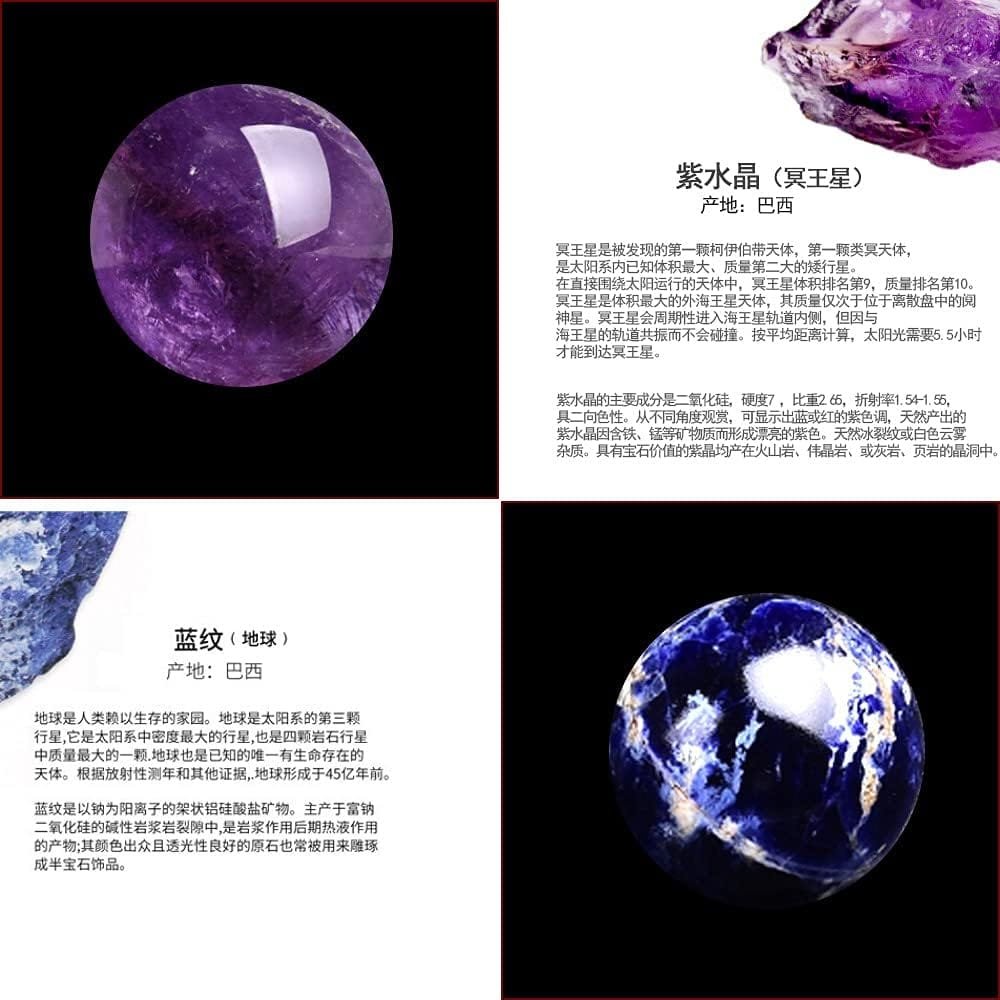 Image showing two crystals with Chinese descriptions: a purple amethyst sphere and a blue sodalite sphere, each accompanied by text in Chinese characters.