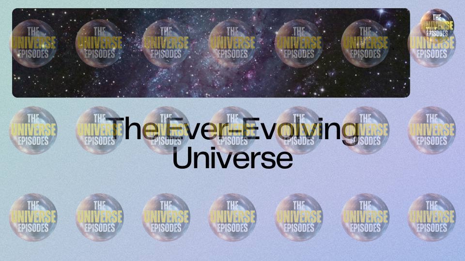 A starry background with multiple "The Universe Episodes" logos and text reading "How many galaxies are in the universe?" unfolds a cosmic journey, promising insights through a FREE PDF DOWNLOAD.