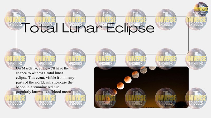 Experience the awe of a Total Lunar Eclipse with tiny moon images above and captivating transition photos below. Anticipate celestial events similar to those in "What will happen in 2025 in space?" as we explore future space phenomena.