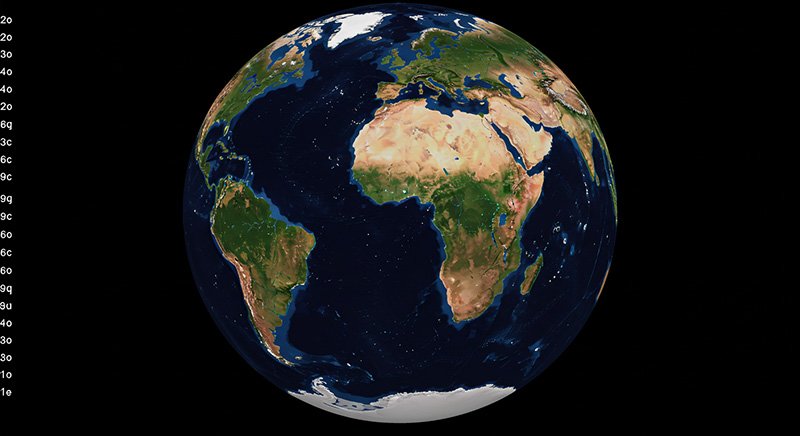 What is the force of gravity on earth? 4 A view of Earth from space showing Africa, Europe, and parts of Asia and the Middle East, with latitude lines marked on the left.
