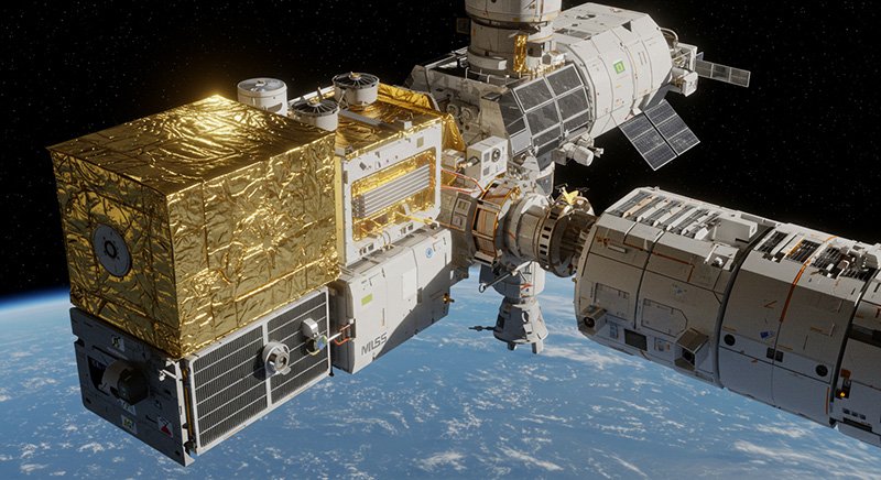 If Space Is Freezing, Then Why Don't Satellites or the International Space Station Freeze? 5 A close-up view of space thermal control equipment attached to the International Space Station, with Earth visible in the background.