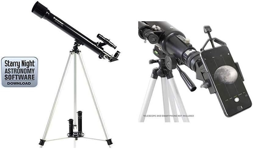 Celestron PowerSeeker 50 AZ Refractor Telescope with Basic Smartphone Adapter