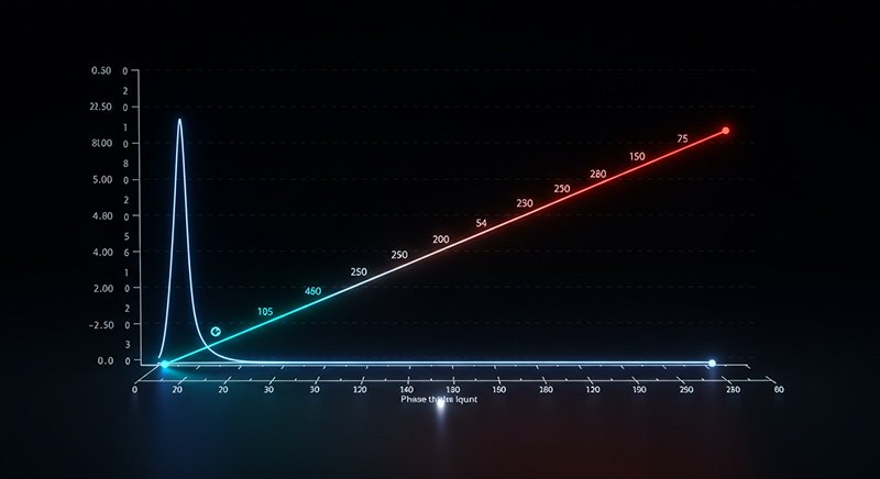 If you poured water into space, would it freeze or evaporate first? 2 A graph with two lines: a blue curve peaking sharply and declining, and a red straight line increasing steadily, both plotted against a horizontal axis labeled "Phase in the Input.