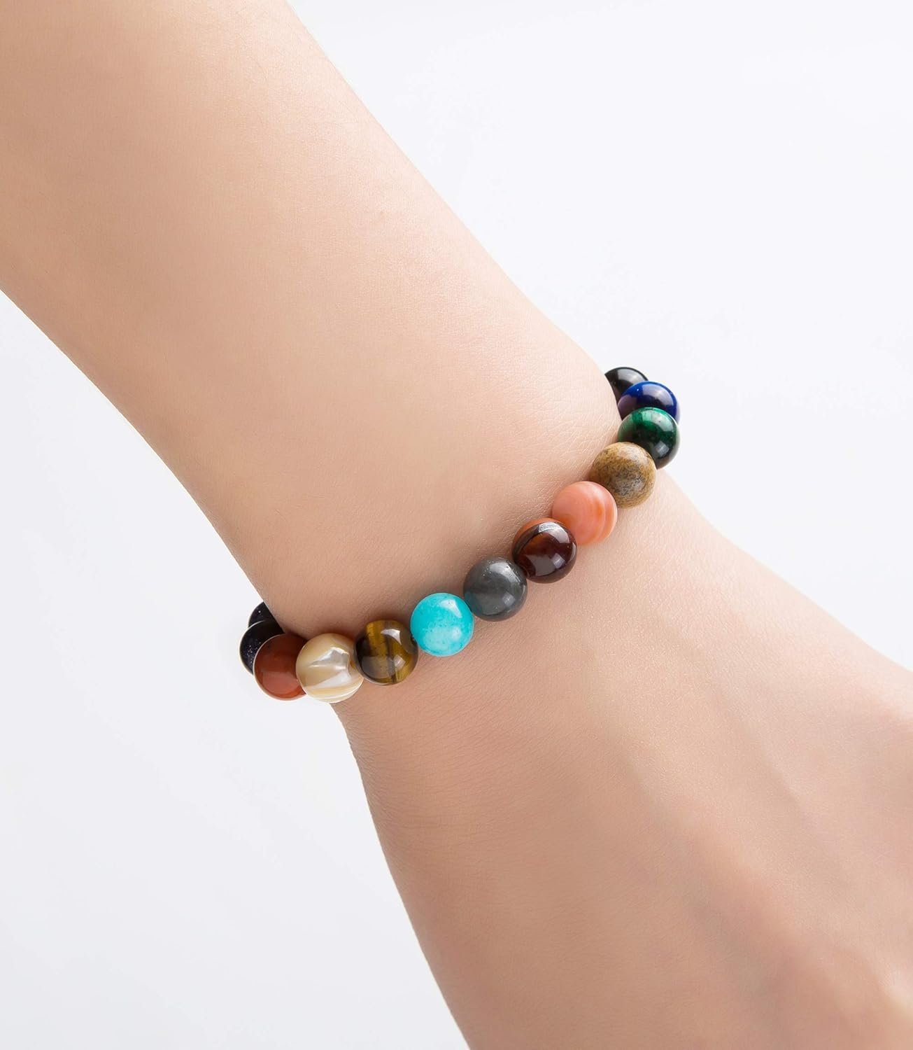 Fesciory Women Solar System Bracelet Universe Galaxy The Eight Planets Guardian Star Natural Stone Beads Bracelet Bangle Gifts