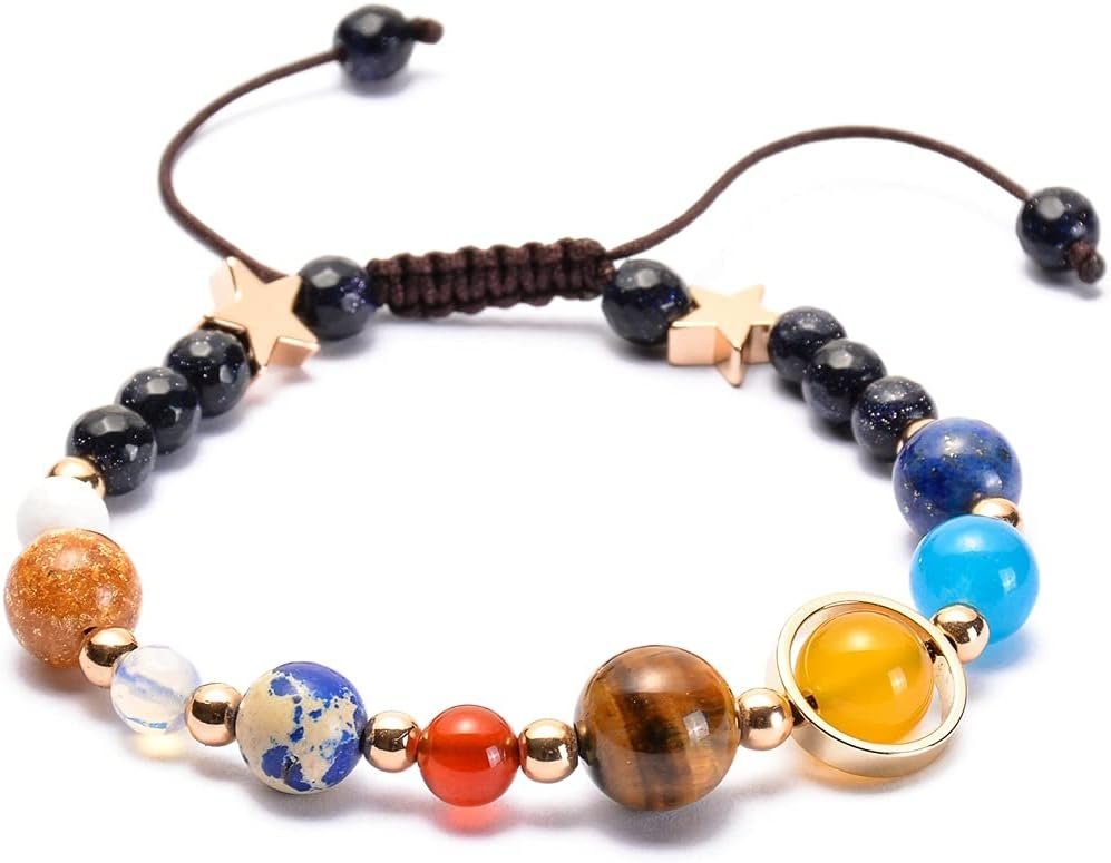 Solar System Galaxy Bracelet - The Eight Planets Guardian Star Lava Rock Stretch Yoga Chakra Aromatherapy Essential Oil Diffuser Bracelet for Men & Women