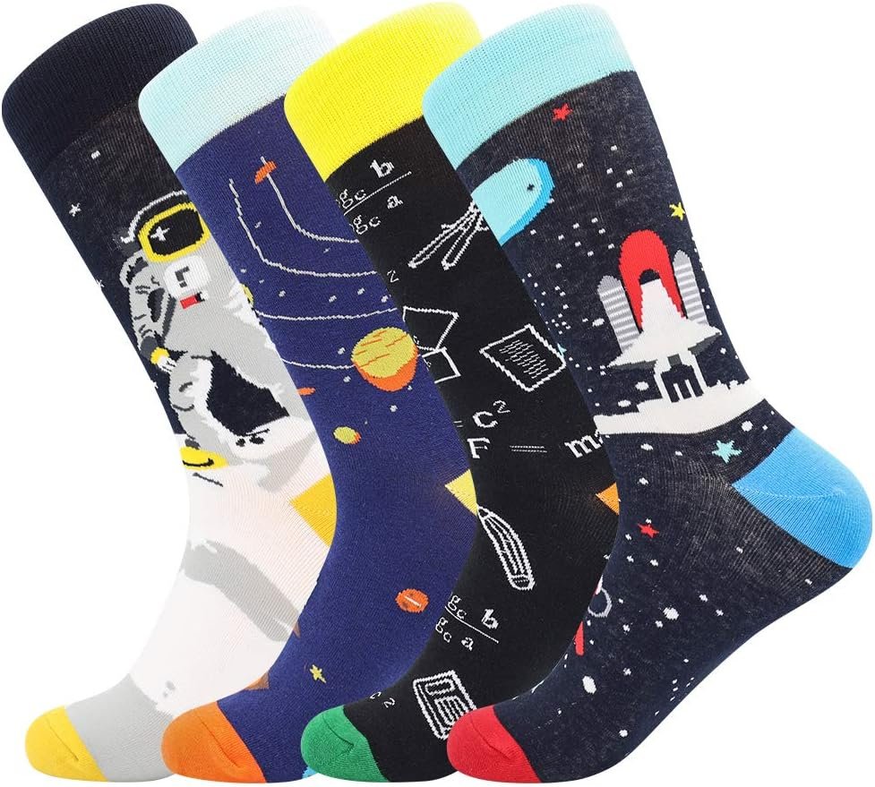 BONANGEL Mens Dress Socks Fun Funny Novelty Colorful Crazy Crew Dress Socks For Men 8-12
