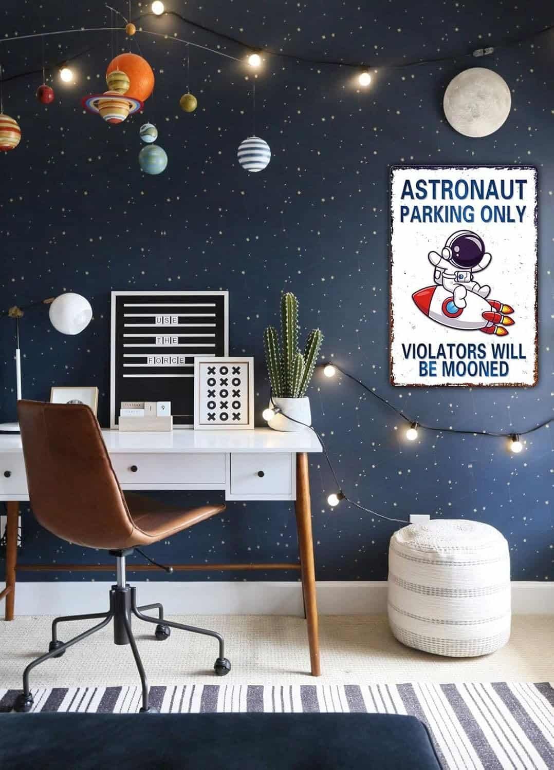 Perfect Space Gifts for Kids - Astronaut Parking Only Sign - Outer Space Themed Decor for Boys Room | Fun Space Poster for Kids Wall Art, 8 x 12 Inch (936)
