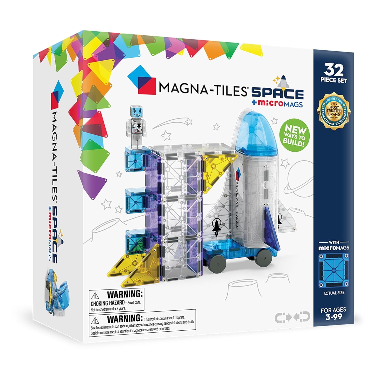 MAGNA-TILES Space 32-Piece Magnetic Construction Set, The Original Magnetic Building Brand