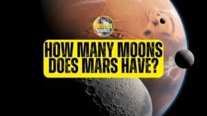 Text graphic featuring the question "How many moons does Mars have?" displayed over an illustration of Mars with its two moons, Phobos and Deimos, visible in space.