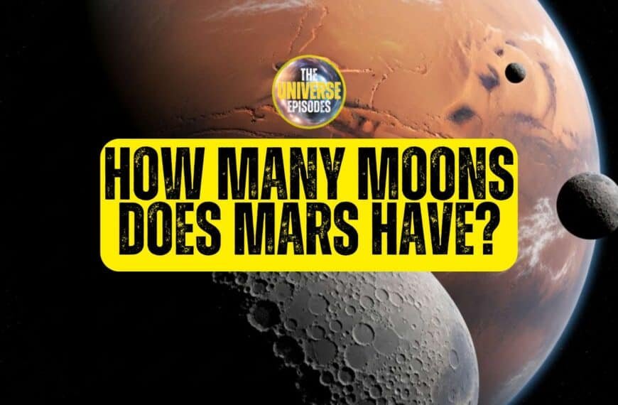 Text graphic featuring the question "How many moons does Mars have?" displayed over an illustration of Mars with its two moons, Phobos and Deimos, visible in space.