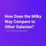 White text on a blue-purple gradient background reads: "How Does the Milky Way Compare to Other Galaxies? Galaxy Comparison – The Universe Episodes.