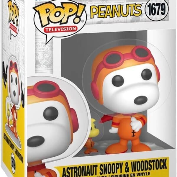 Funko Pop! vinyl figures of Astronaut Snoopy and Woodstock from Peanuts, displayed in their original packaging, number 1679.