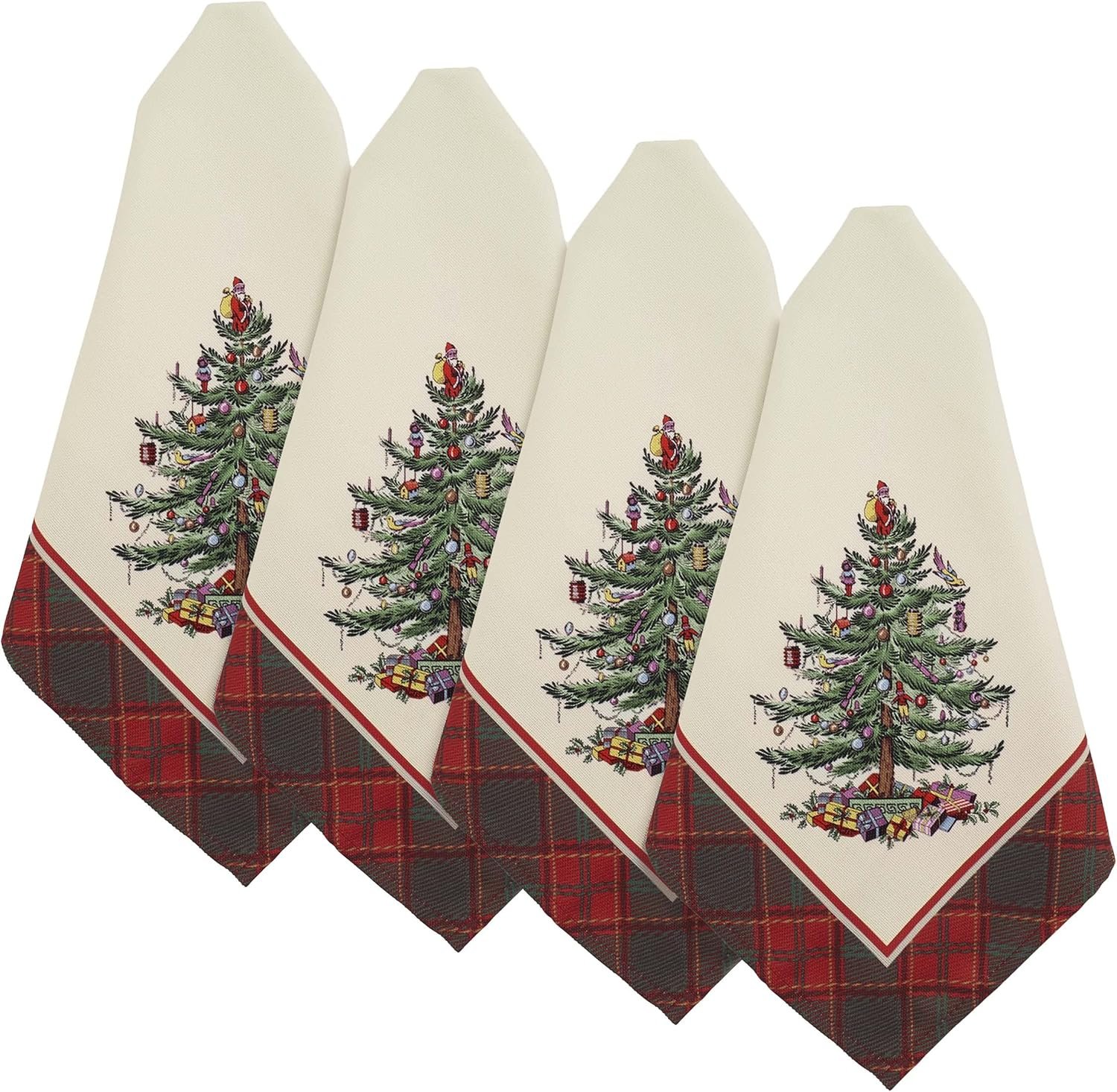 Spode - Napkin Set, Holiday Home Decor, Set of 4 (Spode Christmas Tree Tartan Collection)