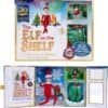 The Elf on the Shelf 20th Anniversary Edition set, featuring a book, a scout elf doll, and accessories in festive packaging.