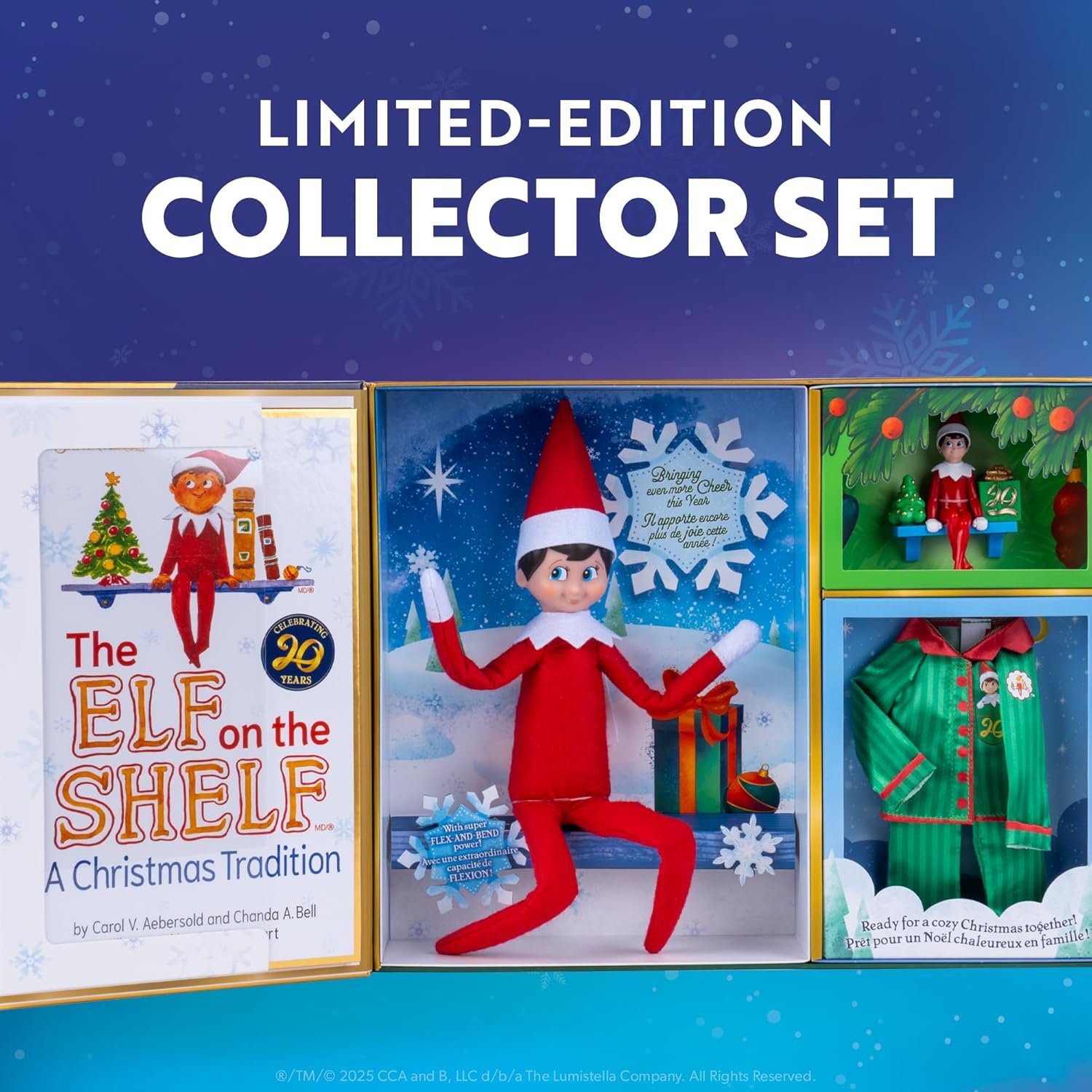 The Elf on the Shelf: A Christmas Tradition Limited 20th Anniversary Edition Box Set - Posable Boy Scout Elf with Blue Eyes, New Edition Storybook and Keepsake with Collectible Pajama Set and Ornament