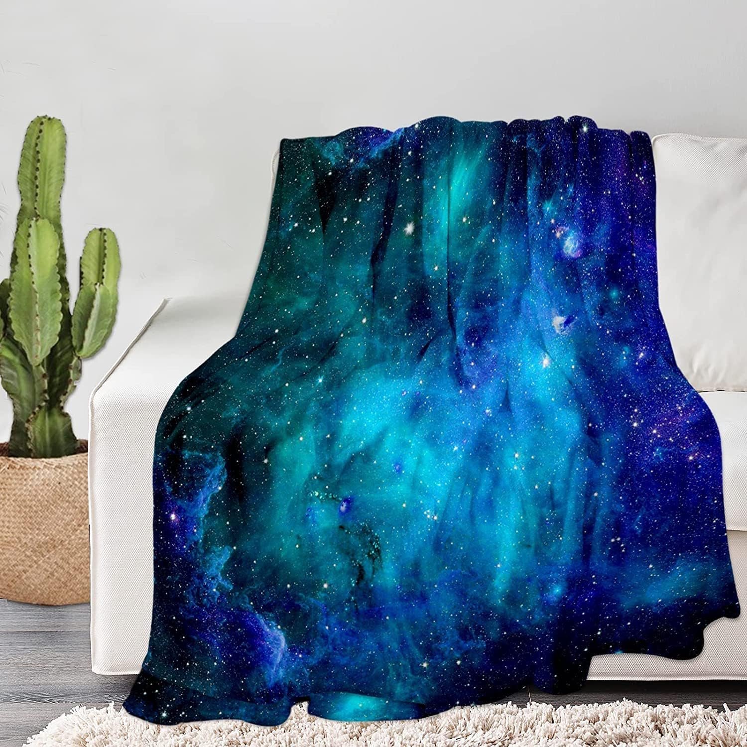 Space Galaxy Blanket, Soft Warm Fuzzy Fleece Plush Blanket 60"x50", Smooth Cozy Flannel Throw Blanket for Bed/Couch/Office/Camping