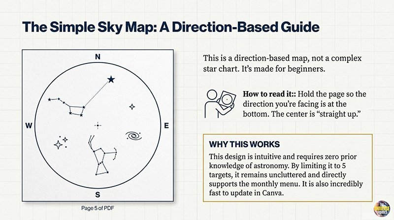 The Beginner Stargazing Starter Kit Free Download offers a simple sky map with five targets, clear instructions, and a beginner-friendly design—perfect for newcomers and available as a free download.