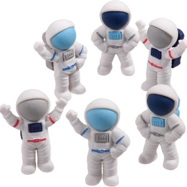 The HILAZA pack includes 18 cute outer space-themed spaceman erasers with colorful visors and playful poses—perfect Kawaii desk pets or party favors for kids, classroom prizes, and school supplies.
