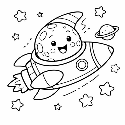 Moon and Stars coloring pages for kids