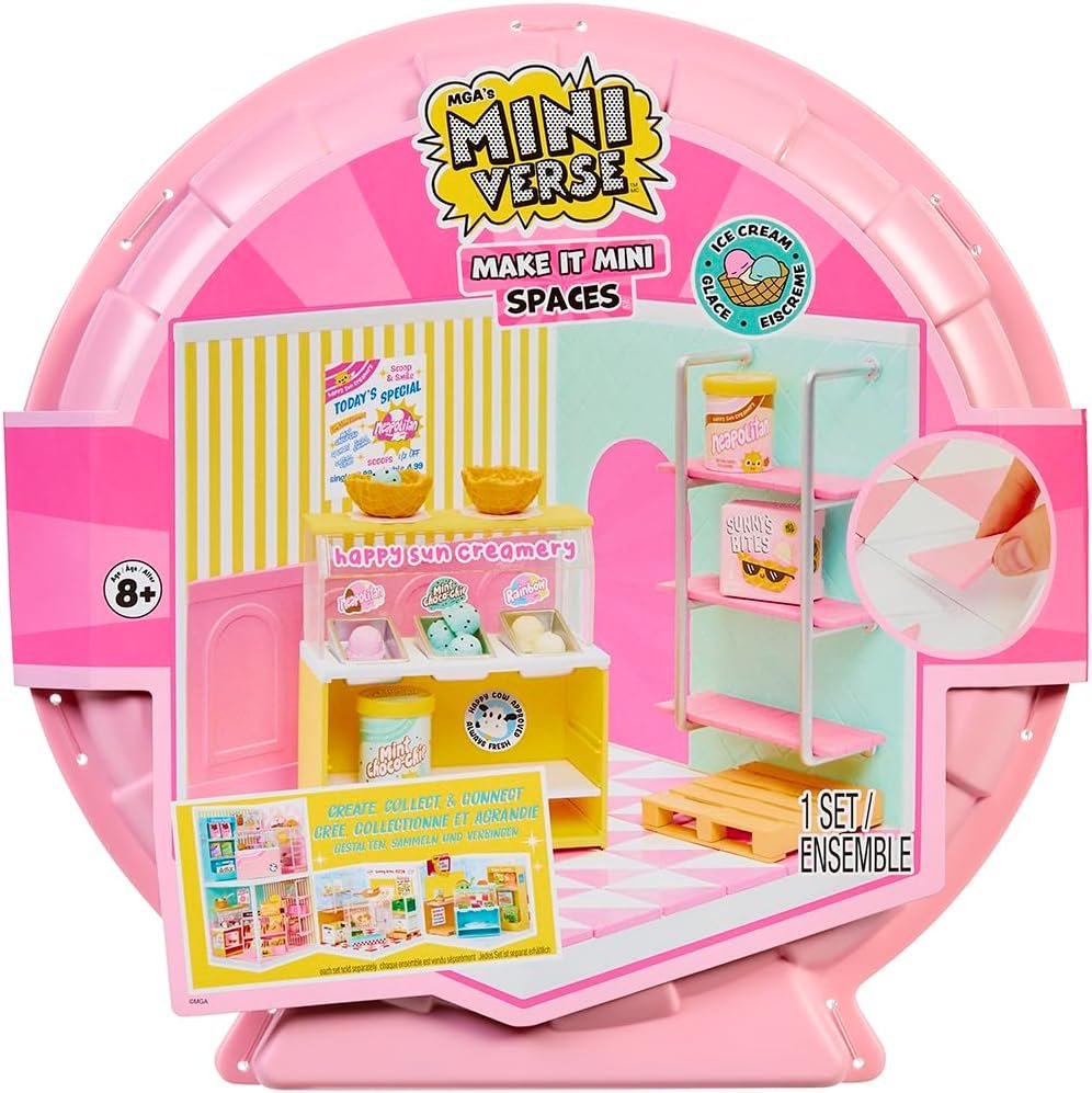 MGA's Miniverse Make It Mini Spaces Ice Cream Shop Building Set Customize DIY Crafts Rooms Hobby Collectors Display Gifts 8+