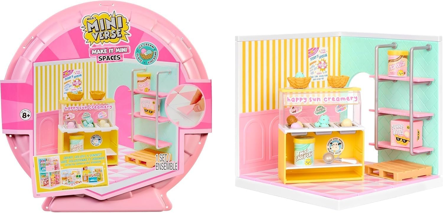 MGA's Miniverse Make It Mini Spaces Ice Cream Shop Building Set Customize DIY Crafts Rooms Hobby Collectors Display Gifts 8+