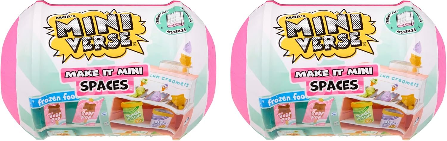 MGA's Miniverse Make It Mini Spaces Furniture (2 Pack) Mystery Surprise Packaging, Mini Collectibles, Replica Food, Replica Plants, Customize, DIY Crafts, Hobby, Collectors, Display, Gifts, 8+