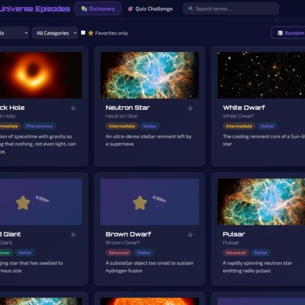 Free Astronomy Quiz & Universe Glossary