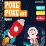 The "jackinthebox Poke Poke Art for Kids – Space Theme" is a mess-free fabric art and craft kit with flower pressing, 6 templates, and 1200 fabric pieces. Perfect toy gift for girls and boys ages 4-8.
