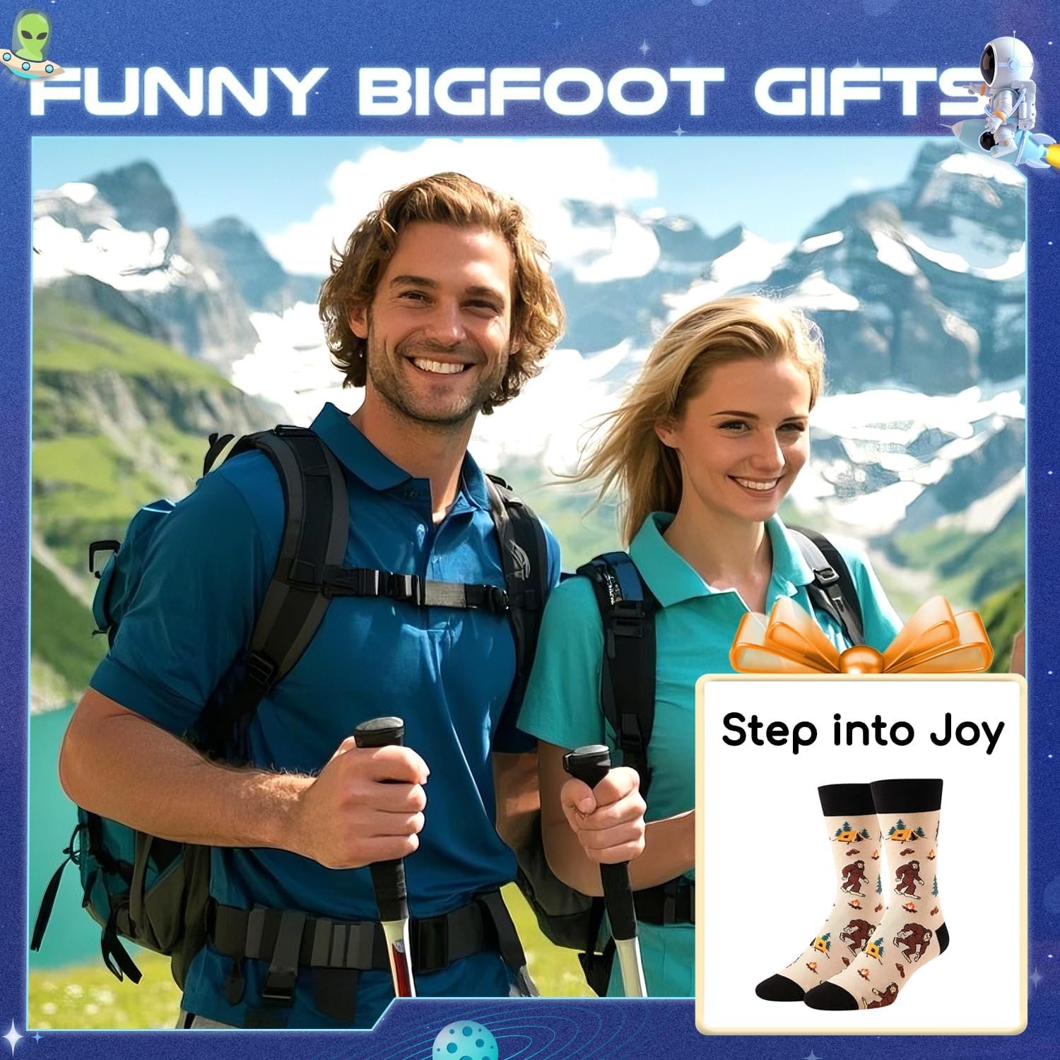 HAPPYPOP Alien & Bigfoot Gifts - Space Socks, Outer Space & Sasquatch Gifts