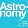 Cover of the OpenStax "Astronomy 2e" textbook with a bright blue background and large white text.
