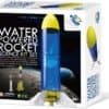 Box of a water powered rocket science kit set, featuring an image of the assembled rocket and included components. Suitable for ages 14 and up.