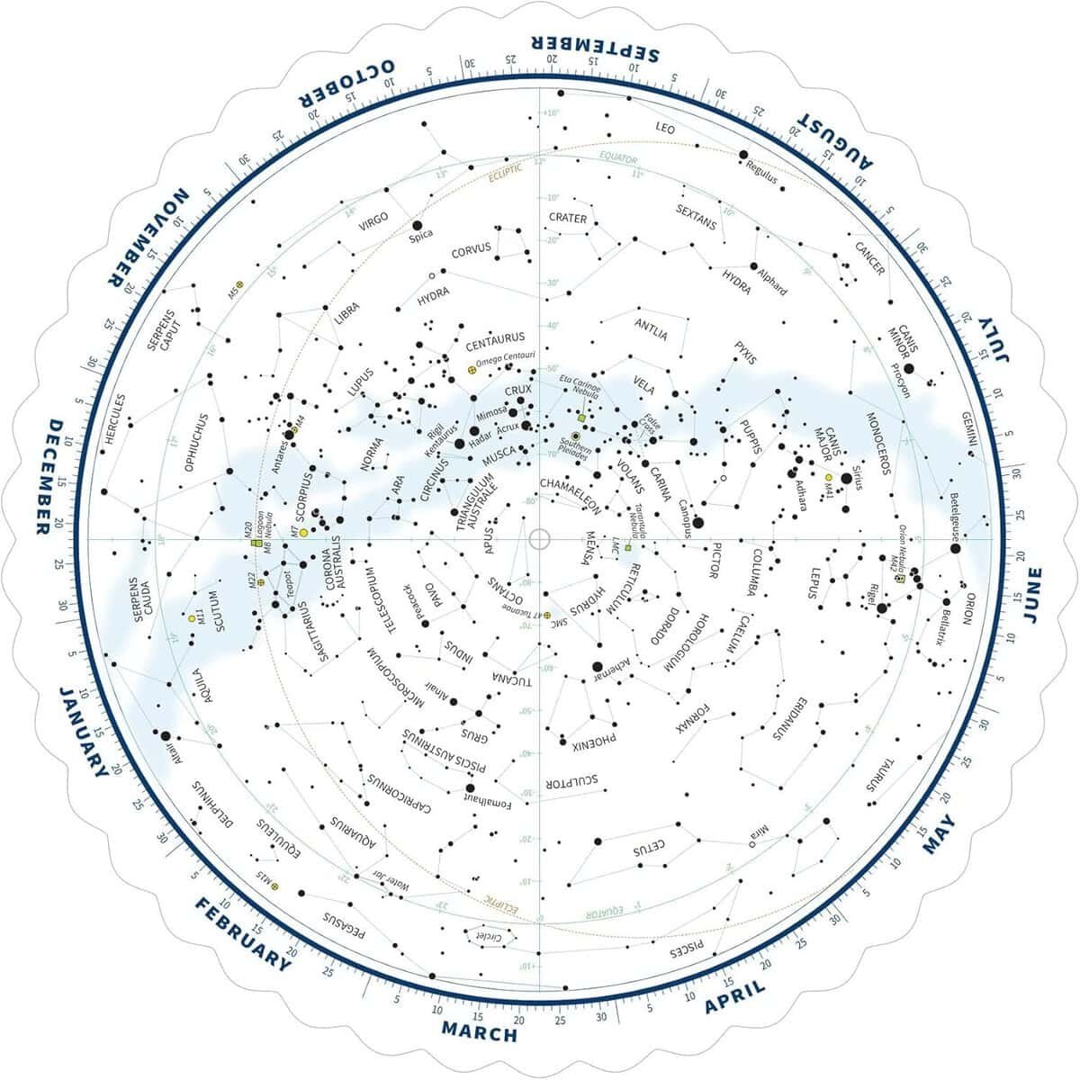 Double-Sided Multi-Latitude Planisphere Star Map Night Sky Guide for Astronomy